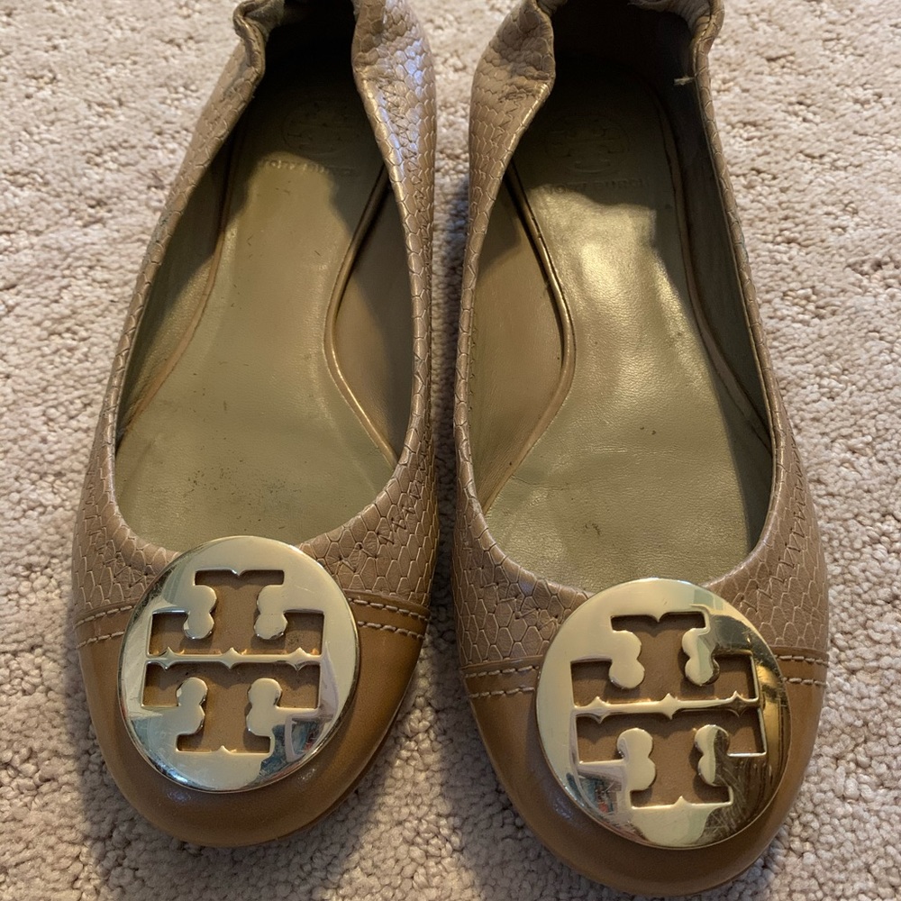 Tory Burch Reva Snakeskin Ballet Flats